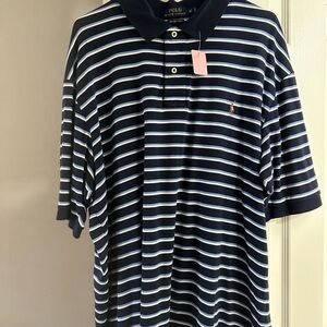 Polo by Ralph Lauren Navy & White Striped Polo Shirt super soft! XLT